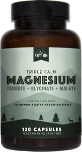 Natural Rhythm Triple Calm Magnesium – bouteille ouverte, routine quotidienne relaxante.