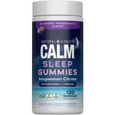 Natural Vitality SLEEP Gummies, bouteille ouverte prête à l’emploi pour une routine nocturne.