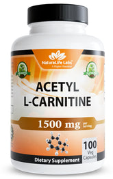NaturaLife Labs Acétyl L-Carnitine dans la bouteille, pratique pour la routine quotidienne.
