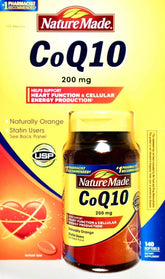 Nature Made Coq10 200 mg, bouteille de 140 gélules, couleur orange naturelle
