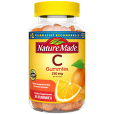 Nature Made gommes vitamine-C 250 mg, pack immunité quotidienne et goût mandarine.