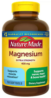 Nature Made Magnésium 400 mg, capsules liquides, bouteille: soutien potentiel nerfs et muscles.