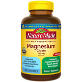 Nature Made Magnésium Citrate, flacon de gélules, soutien muscles et détente.