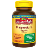 Nature Made Magnésium Glycinate 200 mg - bouteille: soutien musculaire potentiel et relaxation.
