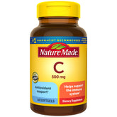 Nature Made Vitamine C 500 mg : bouteille de 60 gélules prête pour l’usage quotidien