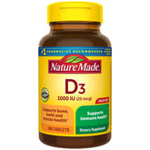 Nature Made Vitamine D3 1000 UI — bouteille: soutien potentiel des os et du système immunitaire