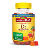 Nature Made Vitamine D3 gommes, bouteille visible, soutien potentiel des os et du système immunitaire.