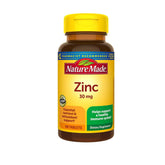 Nature Made Zinc 30 mg – flacon face, soutien potentiel du système immunitaire.