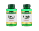 Nature's Bounty Biotine 5000 mcg dans la bouteille, soutien potentiel au métabolisme énergétique.