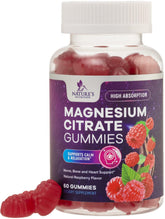 Nature's Nutrition Magnesium Citrate Gummies - bouteille, soutien quotidien pour muscles et nerfs.