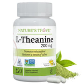 Nature's Trove L-Theanine: bouteille de 120 capsules végétariennes, détente potentielle.