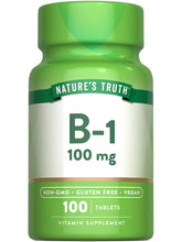 Nature's Truth B1 en bouteille, comprimé 100 mg, soutien potentiel du métabolisme.