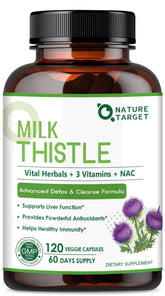 Nature Target chardon-Marie extrait 30:1 en capsules, soutien potentiel du foie.