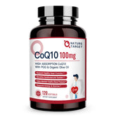 Nature Target CoQ10 : bouteille de gélules pour énergie et soutien cardiaque.