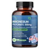 NATURE TARGET Magnésium Glycinate 500 mg – bouteille pratique pour quotidien