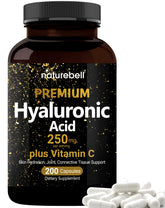 NatureBell acide hyaluronique 250 mg, bouteille, soutien hydratation peau et articulations