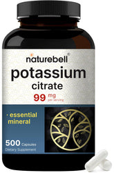 NatureBell Citrate de Potassium sur bouteille: soutient l'hydratation quotidienne.
