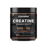 NatureBell Créatine Monohydrate, poudre micronisée, soutien énergie et récupération lors de l’entraînement