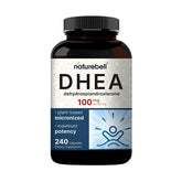 NatureBell DHEA 100mg – capsules montrant la formulation avancée pour soutenir l'énergie quotidienne.