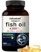 NatureBell Omega3 bouteille softgels citron, apport quotidien en oméga-3 sans arrière-goût.