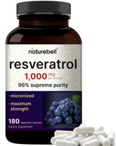 NatureBell Résveratrol, bouteille présentation, soutien à la vitalité quotidienne.