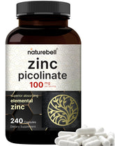 NatureBell zinc picolinate 100 mg capsules, soutien immunitaire potentiel au quotidien.