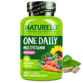 NATURELO Multivitamine Quotidienne pour femmes, bouteille en gros plan, énergie naturelle au quotidien