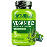Naturelo B12 vegan – bouteille avec spiruline pour énergie naturelle