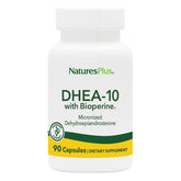 NaturesPlus DHEA-10 présente la bouteille avant, soutien potentiel à l'énergie au quotidien.