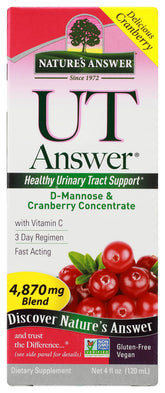 Nature's Answer UT Answer bouteille saveur cranberry, soutien possible des voies urinaires