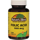 Nature's Blend Acide folique 1000 mcg – flacon de comprimés pour usage quotidien