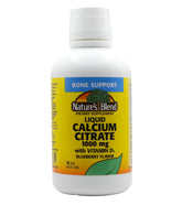 Nature's Blend calcium citrate myrtille en bouteille, soutien potentiel pour les os.