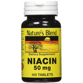 Nature's Blend Niacin 50 mg, bouteille pratique, soutien potentiel de la santé cardiovasculaire