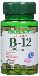 Nature's Bounty B12 1000 mcg – emballage clair et pratique pour repérer la dose.