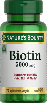 Nature's Bounty Biotin 5000 mcg gélules libération rapide, simple à ajouter à la routine