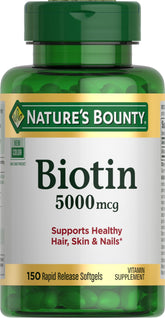 Nature's Bounty Biotine en bouteille de 5000 mcg pour cheveux sains et énergie