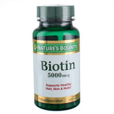Nature's Bounty Biotine 5000mcg boîte avant, routine quotidienne facilitée.