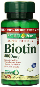 Nature's Bounty Biotine 5000 mcg capsules, libération rapide, soutien métabolique et énergie