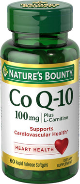 Nature's Bounty CoQ10 et L-Carnitine, bouteille gélules molles, soutien énergie potentiel