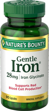 Nature's Bounty Gentle Iron – bouteille montrant des capsules faciles à avaler pour le quotidien