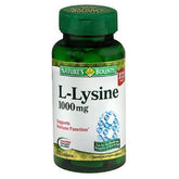 Nature's Bounty L-Lysine, comprimés 1000 mg, bouteille — soutien potentiel à la peau et lèvres saines.