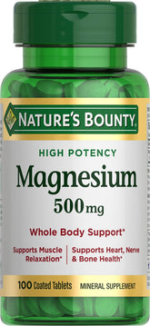 Nature's Bounty Magnésium, comprimés enrobés, soutien potentiel des muscles et des os.
