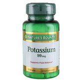 Nature's Bounty Potassium Gluconate 99 mg — bouteille montrée, peut soutenir l'équilibre hydrique quotidien.