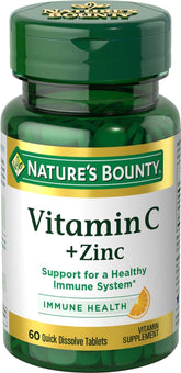 Nature's Bounty Vitamin C + Zinc : bouteille ouverte, usage quotidien pratique.