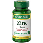 Nature's Bounty zinc 50 mg – bouteille visible, soutien immunitaire potentiel