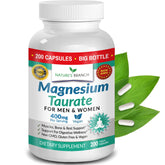 NATURE'S BRANCH Magnesium Taurate 400 mg – bottleellage pour absorption efficace.