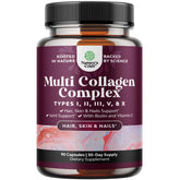 Natures Craft Advanced Multi Collagen en bouteille, soutien potentiel cheveux et peau.