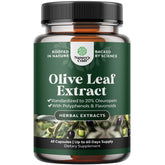 Bouteille Natures Craft de capsules d'extrait d'olivier pour soutenir la santé cardiovasculaire.