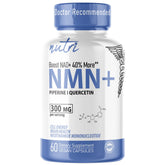Nature's Fusions NMN bouteille prise de vue met en avant le flacon compact pour une énergie quotidienne potentielle.