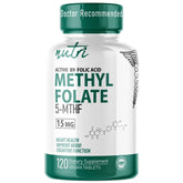 Nature's Fusions Nutri 5-MTHF bouteille montrant la dose quotidienne
